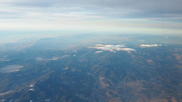 Turkey Ankara View Airplane Window Turkish Mountains Lakes Snowy Peaks — Stock Video