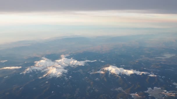 Turkey Ankara View Airplane Window Turkish Mountains Lakes Snowy Peaks — Stockvideo