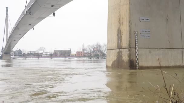 Sremska Mitrovica Serbia 2023 Bridge River Sava Flooding Heavy Rains — Wideo stockowe