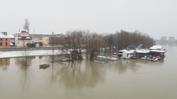 Macvanska Mitrovica Serbia 2023 Bridge Sava River Flooding Heavy Rains — 비디오