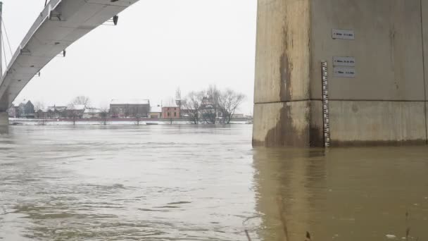 Sremska Mitrovica Serbia 2023 Bridge River Sava Flooding Heavy Rains — Wideo stockowe