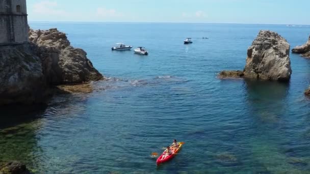 Dubrovnik Croatia Adriatic Sea 2022 Tourists Kayaking Waves People Relax — Video Stock