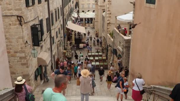 Dubrovnik Croazia 2022 Scala Barocca Principale Conduce Alla Chiesa Gesuita — Video Stock