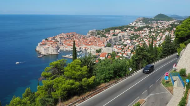 Dubrownik Chorwacja Sierpień 2022 Widok Adriatyk Tarasu Widokowego Widok Stare — Wideo stockowe