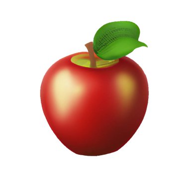red apple on a white background, isolate, green leaf