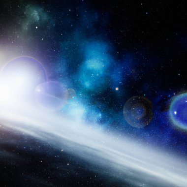 Outer space, Universe. Celestial asteroids, satellites, planets and stars. Gravitational astronomical star clusters, nebulae and galaxies. Interstellar gas, dust, electromagnetic fields, dark matter