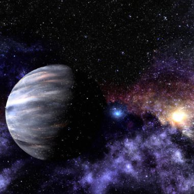 Outer space, Universe. Celestial asteroids, satellites, planets and stars. Gravitational astronomical star clusters, nebulae and galaxies. Interstellar gas, dust, electromagnetic fields, dark matter