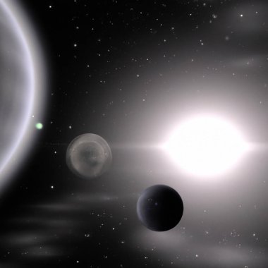 Outer space, Universe. Celestial asteroids, satellites, planets and stars. Gravitational astronomical star clusters, nebulae and galaxies. Interstellar gas, dust, electromagnetic fields, dark matter