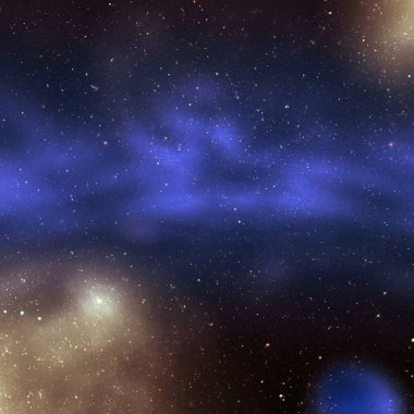 Outer space, Universe. Celestial asteroids, satellites, planets and stars. Gravitational astronomical star clusters, nebulae and galaxies. Interstellar gas, dust, electromagnetic fields, dark matter