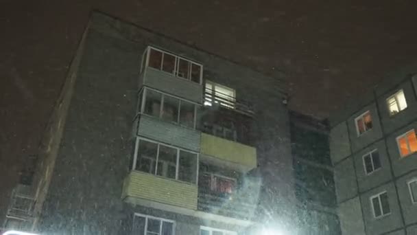Petrozavodsk Karelen Ryssland Januari 2023 Fasader Fem Våningar Lägenhetsbyggnader Kvällen — Stockvideo