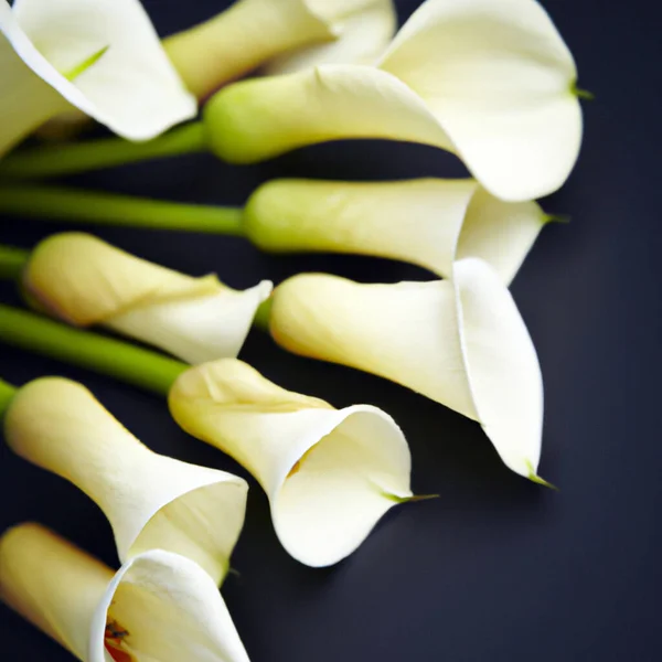Прекрасні Ніжні Білі Кали Зеленим Листям Вітальна Листівка Або Етикетка — стокове фото