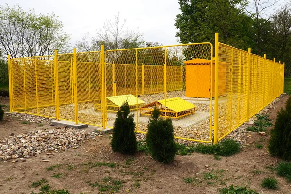 Ground Tanks Liquefied Gas Modern Gas Installation Protective Fencing Yellow — Stock Fotó