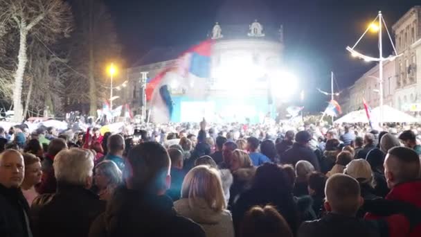 Sremska Mitrovica Serbia 2023 Rally Del Partido Progresista Serbio Sns — Vídeos de Stock