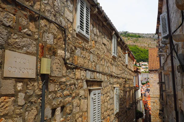 Dubrovnik Horvátország 2022 Ben Ősi Város Szűk Utcái Házak Homlokzatai — Stock Fotó