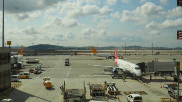 Estambul Aeropuerto Internacional Sabiha Gokcen Turkiye Turquía 2022 Pista Avión — Vídeo de stock