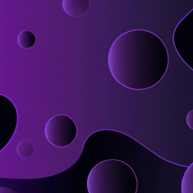 Siyah mor arkaplanda, lekeli, gölgeli ve kıvrımlı çizgileri olan mor renkli baloncuklar. Esrarengiz bir geçmiş ya da bir kartvizit ya da plastik kart şablonu. Kozmos ya da makro evren