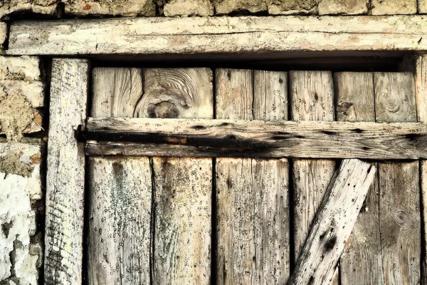 Запертая Старая Деревянная Дверь Деревенского Амбара Текстура Деревянной Доски Ржавые — стоковое фото