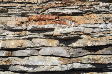 Flysch, temel olarak klasikleşmiş ve litolojik katmanların değişimiyle karakterize edilmiş deniz tortulu bir kaya serisidir. Balkanlar, Karadağ, Budva, Mogren plajı.