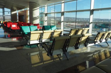 Ankara, Turkey, Esenboga Havalimani Airport. The waiting room is a place at the airport equipped for the stay of passengers who have passed check-in and screening and are waiting to board their flight