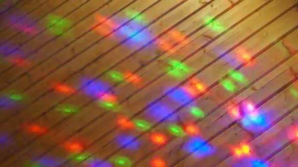 Christmas New Year Laser Light Show Wooden Wall Indoors Festive — Vídeo de Stock