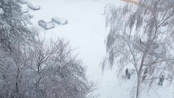 Sremska Mitrovica Serbien December 2021 Snöstorm Balkan Kraftigt Snöfall Och — Stockvideo