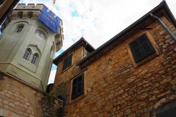 Herceg Novi Czarnogóra Stare Miasto Wieża Sat Kula Sahat Kula — Zdjęcie stockowe