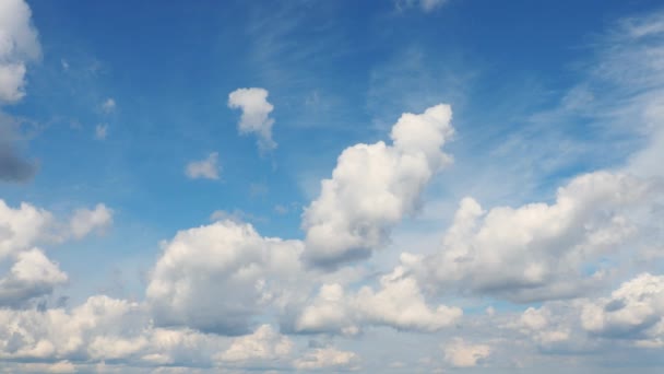 Fast Moving Cumulus Cirrostratus Stratocumulus Clouds Blue Sky Changing Climate — Stockvideo
