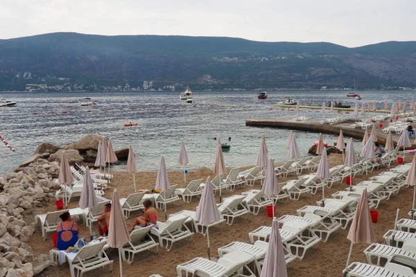 Herceg Novi Montenegro 2022 Urlaub Meer Boote Treiben Auf Der — Stockfoto