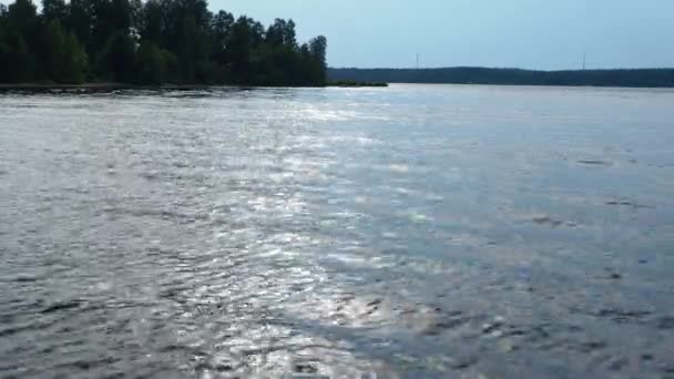 Lake Lososinnoye Karelia Taiga Ecosystem Ripples Water Tourism Recreation Wild — Stock Video