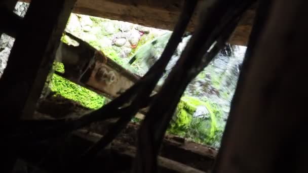Stanisici Bijelina Bosnia Herzegovina Wooden Water Mill 水轮水力结构使用水轮的水力结构通过齿轮传动的方式工作 复古民族民俗建筑 — 图库视频影像