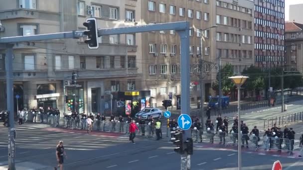 Belgrade Serbia 2023 Titik Masuk Protes Slavia Square Menuju Jalan — Stok Video