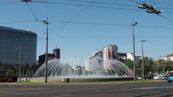 Belgrado Sérvia Slavia Square Trg Slavija Principal Junção Comercial Cruzamentos — Vídeo de Stock