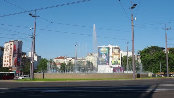 Belgrado Sérvia Slavia Square Trg Slavija Principal Junção Comercial Cruzamentos — Vídeo de Stock