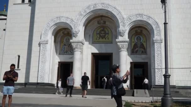 Belgrád Szerbia 2023 Szent Száva Templom Szerb Ortodox Templom Turisták — Stock videók