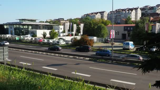 Belgrad Serbia Vedere Podul Pietonal Dintre Strada Gucevska Deligradska Bulevardul — Videoclip de stoc