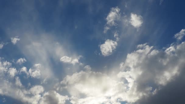 Beautiful Winter Clouds Sky Volumetric Light Effect Sunrays Hidden Approaching — Stock Video