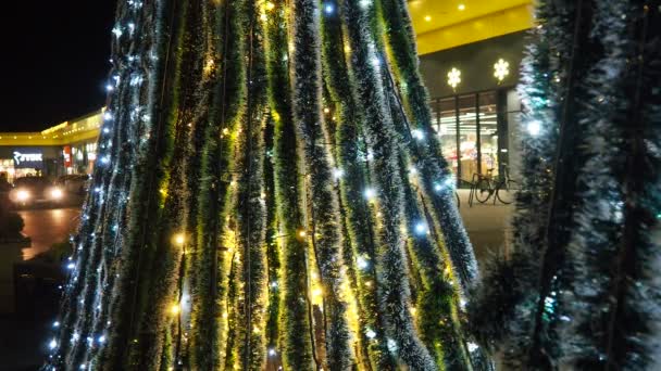 Sremska Mitrovica Sérvia Feliz Ano Novo Decorações Árvore Natal Com — Vídeo de Stock