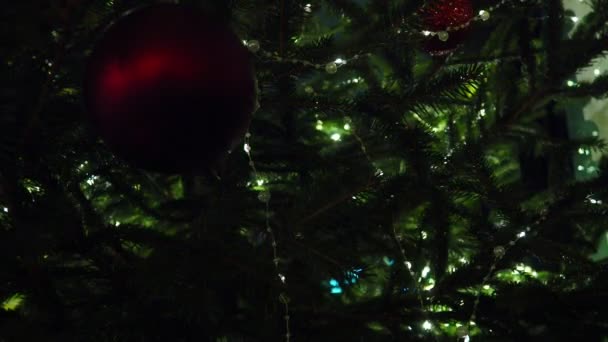 Décorations Sapin Noël Boule Verre Rouge Joyeux Nouvel Sapin Noël — Video