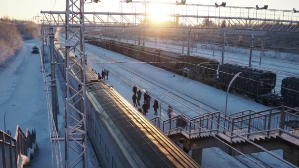 Svir Rosja Dworzec Kolejowy Svir Linii Kolejowej Oktyabrskaya Pociągi Towarowe — Wideo stockowe