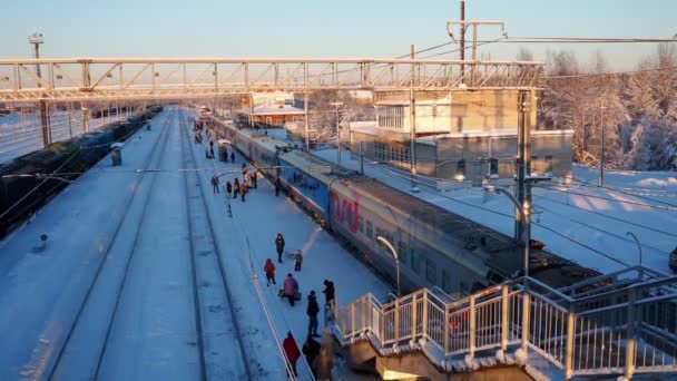 Свір Росія Залізничний Вокзал Свір Жовтневій Залізниці Пасажирські Вантажні Поїзди — стокове відео