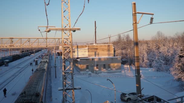 Svir Rússia Estação Ferroviária Svir Ferrovia Oktyabrskaya Comboios Passageiros Sobre — Vídeo de Stock