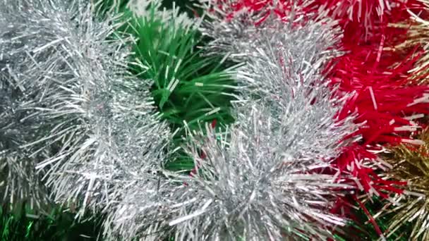 Tinsel Pluie Couleur Rouge Blanche Verte Dorée Décorations Noël Nouvel — Video