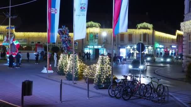 Sremska Mitrovica Serbia Centralny Plac Starego Miasta Podczas Świąt Bożego — Wideo stockowe