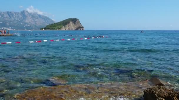 Budva Montenegro Hari Musim Panas Yang Indah Laut Adriatik Pulau — Stok Video