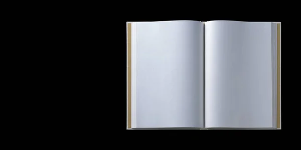 Порожня Книга Біла Порожня Ізольована Чорному Тлі Відсічним Контуром — стокове фото