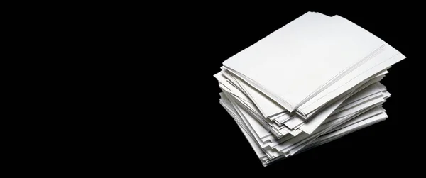 Stack Blank White Paper Note Isolated Black Background Royalty Free Stock Images