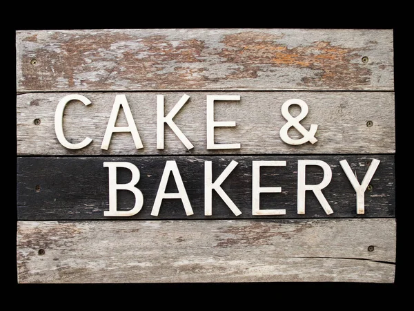 Surface Wooden Wall Labeled Cake Bakery Hand Made Wood Panels — Stock Photo, Image