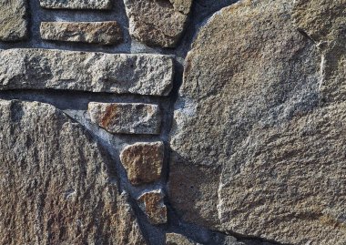 Kahverengi taş duvar yüzeyi, dekoratif tasarım için farklı doku arkaplan deseni.