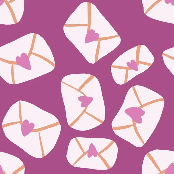 Sevimli el, ahududu pembesi üzerine sevgililer günü zarfları çizmiş. Cesur, orijinal, kusursuz desenli.