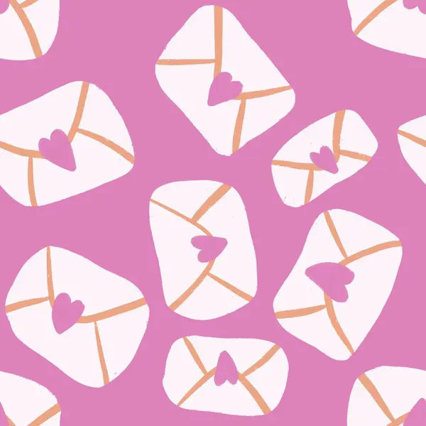 Aşk mektupları cesur, pembe, pürüzsüz bir el çizimi.